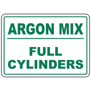 Argon mix full cylinders status sign for welding gas storage identification