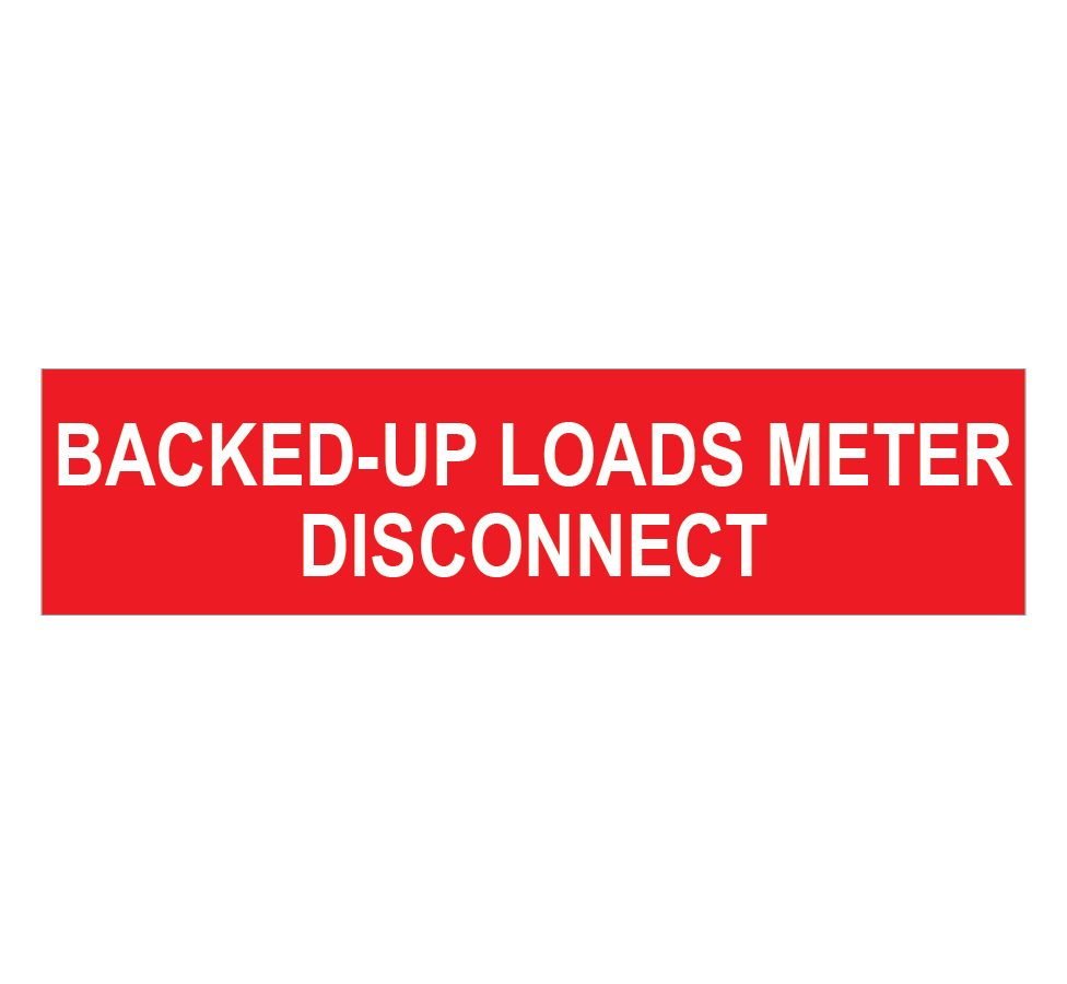 .75x3 Backed up Loads Meter Disconnect PV-519 Plastic Solar Labels