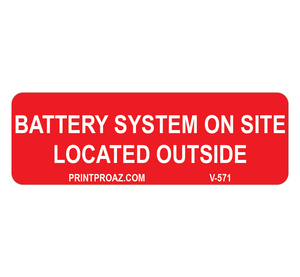 1x3 Battery System on site located outside V-571 Decal Solar Labels