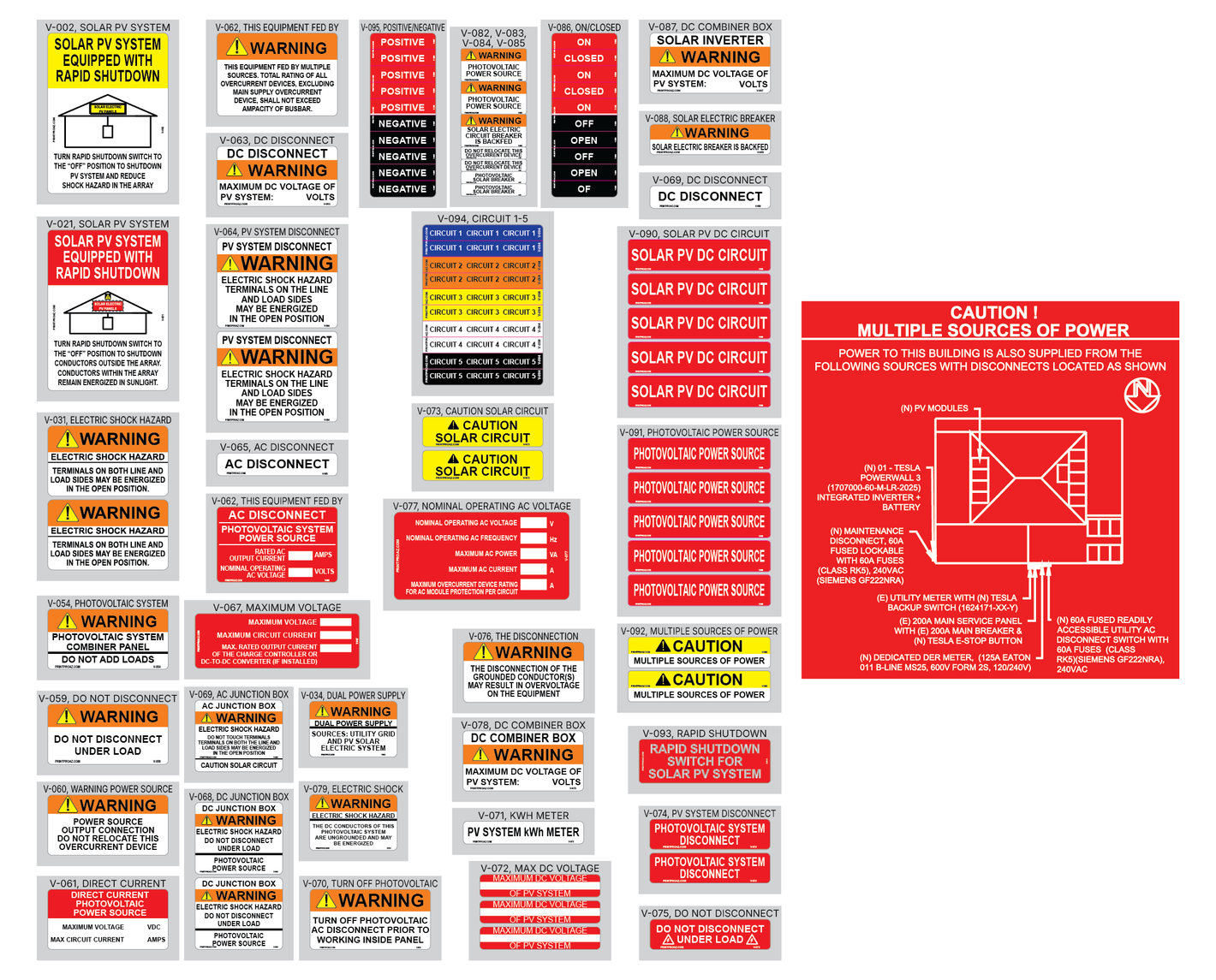 NEC 2020 pack + Site Map Solar Labels