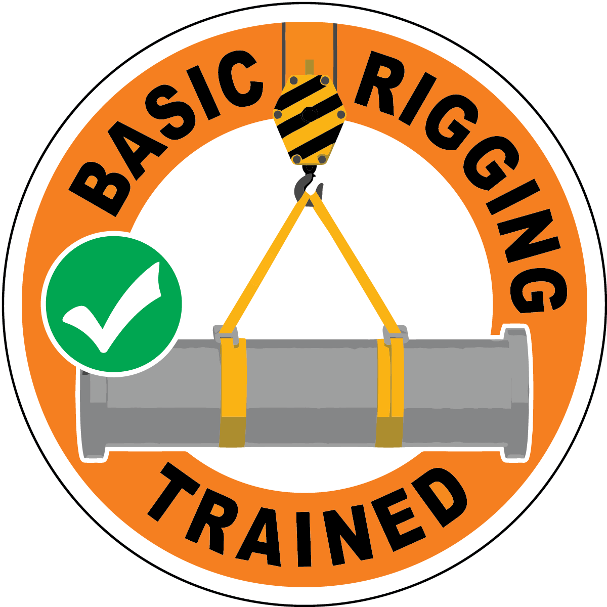 Basic rigging trained vinyl hard hat safety sticker