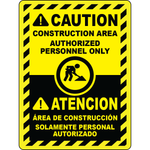 Bilingual construction authorized personnel safety sign