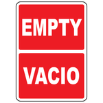 Bilingual Empty Vacio status sign in English and Spanish for workplace identification