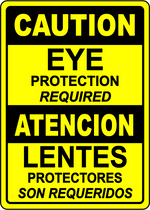 Eye protection required bilingual safety warning sign