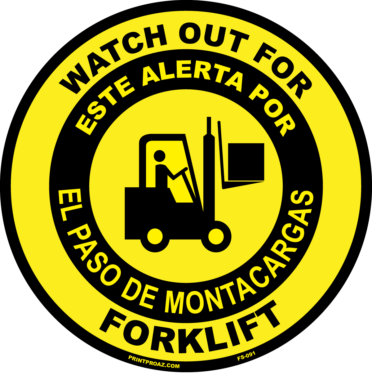 Bilingual forklift warning anti-slip floor safety sign
