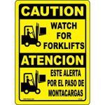Bilingual caution watch for forklifts warehouse safety