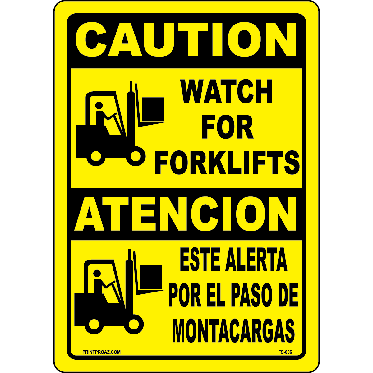 Bilingual caution watch for forklifts warehouse safety