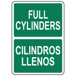 Bilingual full cylinders sign in English and Spanish for gas cylinder identification