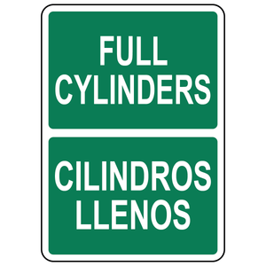 Bilingual full cylinders sign in English and Spanish for gas cylinder identification