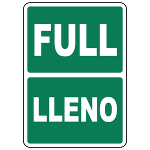 Bilingual full status sign in English and Spanish for equipment identification