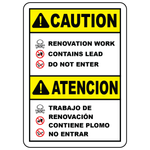 Bilingual lead renovation do not enter ANSI OSHA warning sign