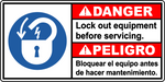 Danger lock out equipment bilingual safety sign