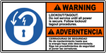 Warning lockout tagout bilingual safety sign