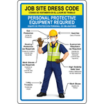 Bilingual job site dress code PPE safety warning sign
