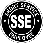 Short service employee vinyl hard hat safety sticker