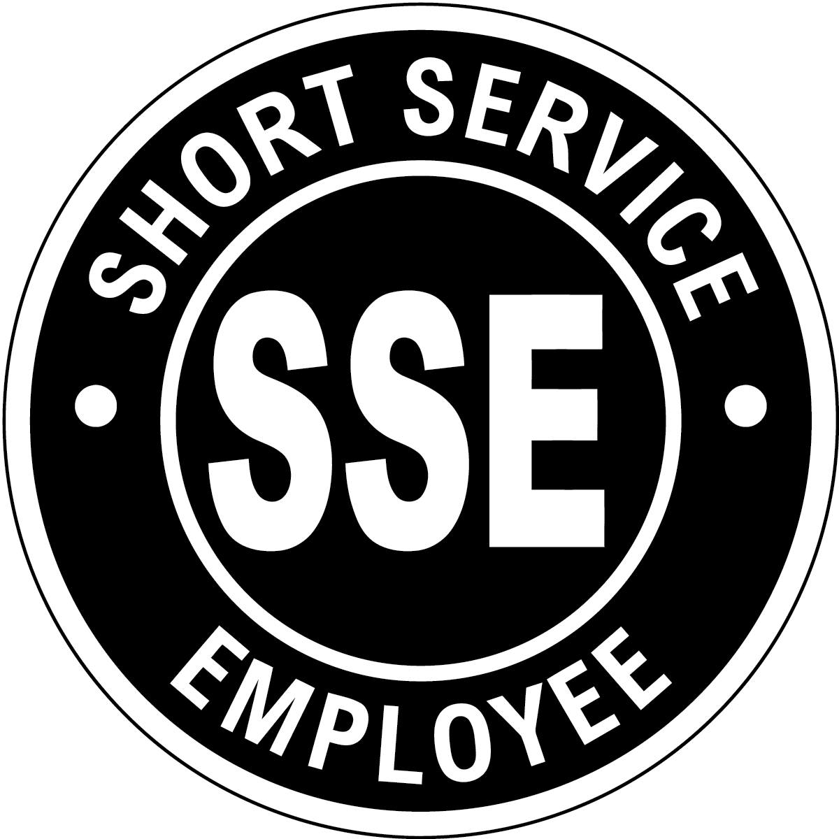 Short service employee vinyl hard hat safety sticker