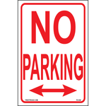 Aluminum No Parking sign with arrows both sides