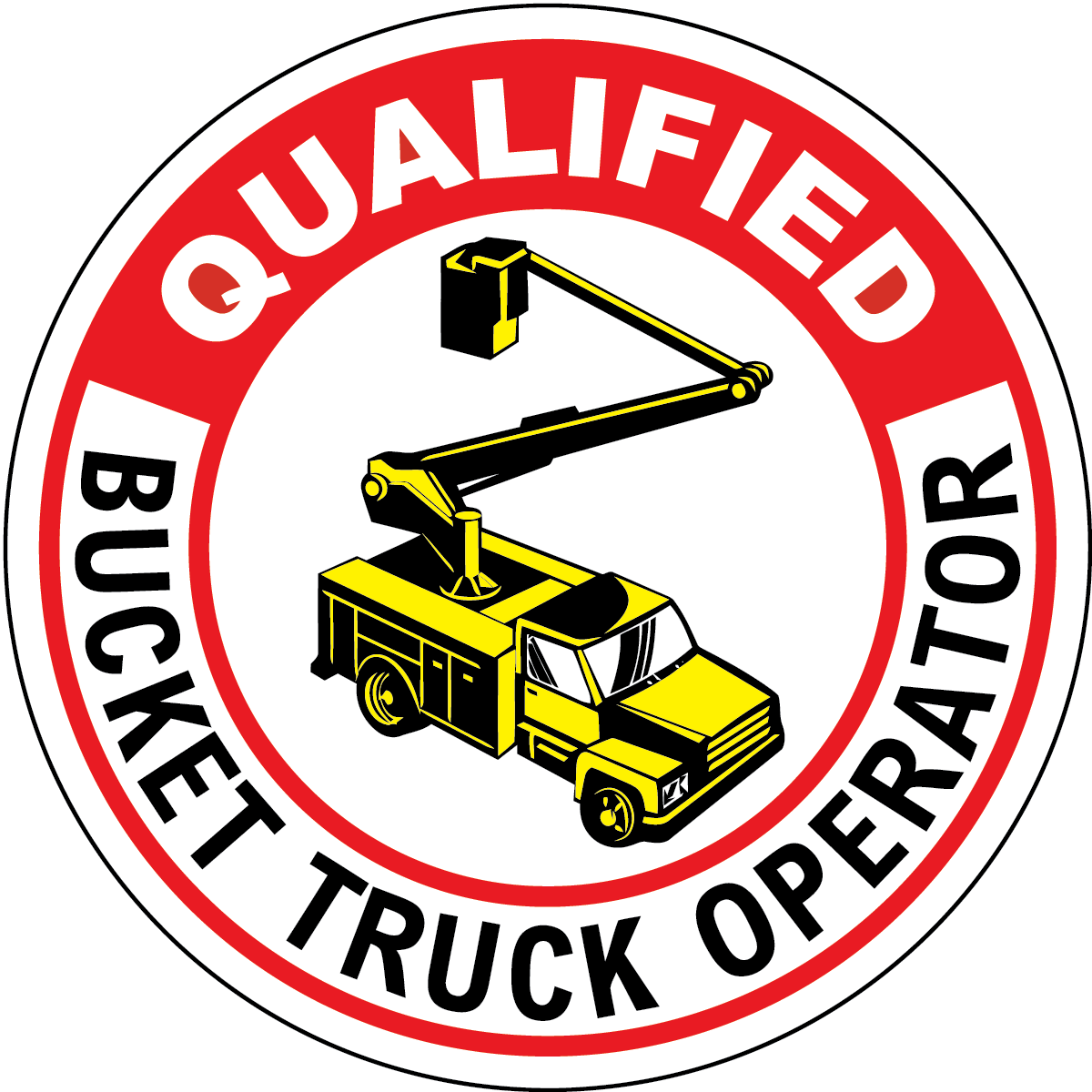 Qualified bucket truck operator vinyl hard hat safety sticker