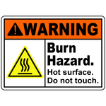 Warning burn hazard hot surface do not touch safety sign
