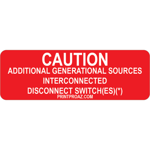 3x1 Caution Additional Generation, Decal Solar Labels, V-597