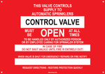 nfpa standard sprinkler valve open signs metal