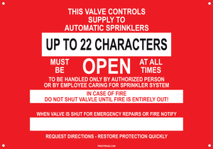 Custom Sprinkler Valve Open Signs