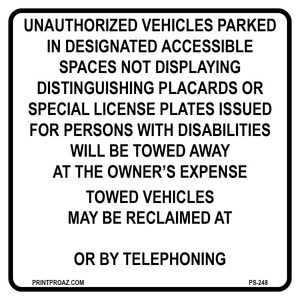 California Accessible Parking Sign, Aluminum, PS-248