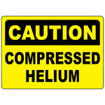 Caution compressed helium sign for identifying pressurized helium storage and handling areas