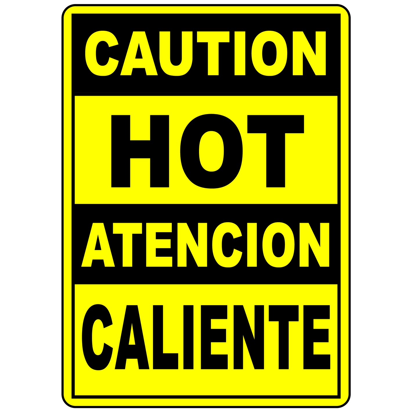 Bilingual caution hot label for hot surface warning