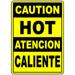 Bilingual caution hot label for hot surface warning