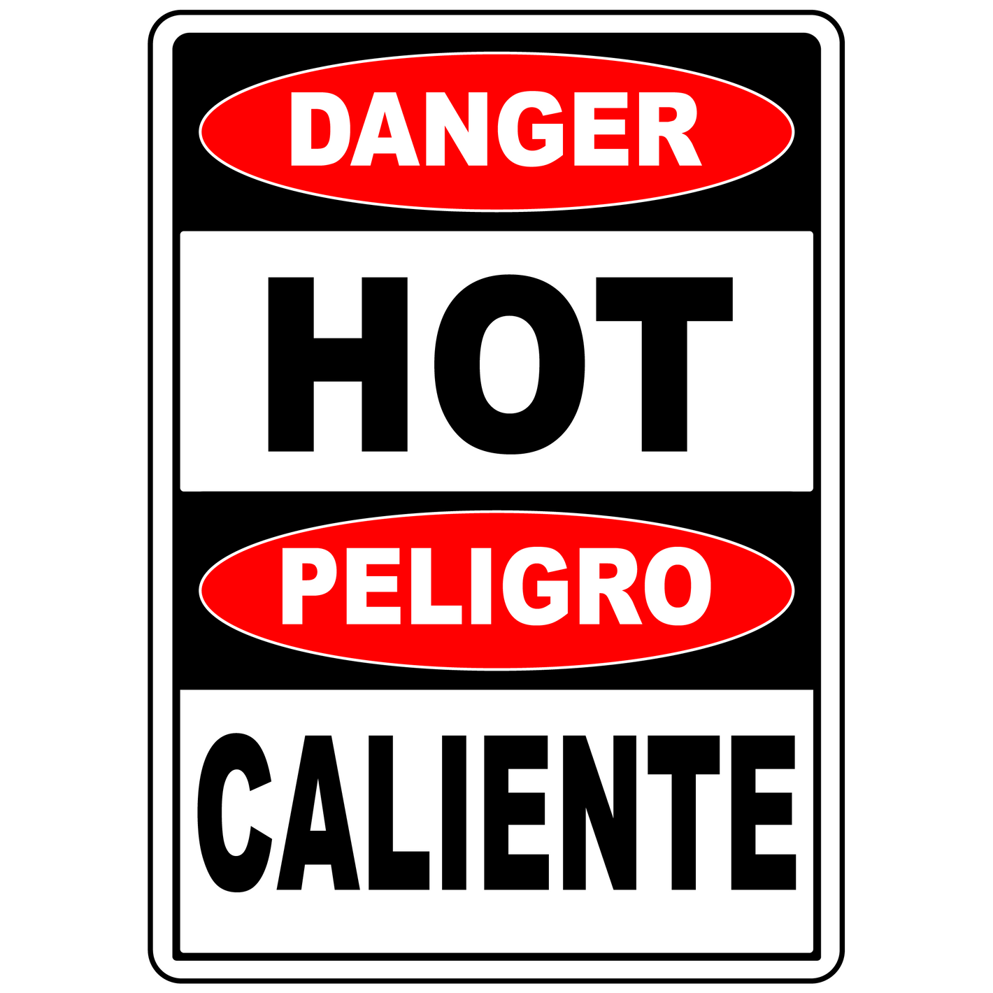 Bilingual caution hot label for hot surface warning