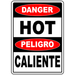 Bilingual caution hot label for hot surface warning
