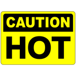 Caution hot hazard warning industrial safety sign