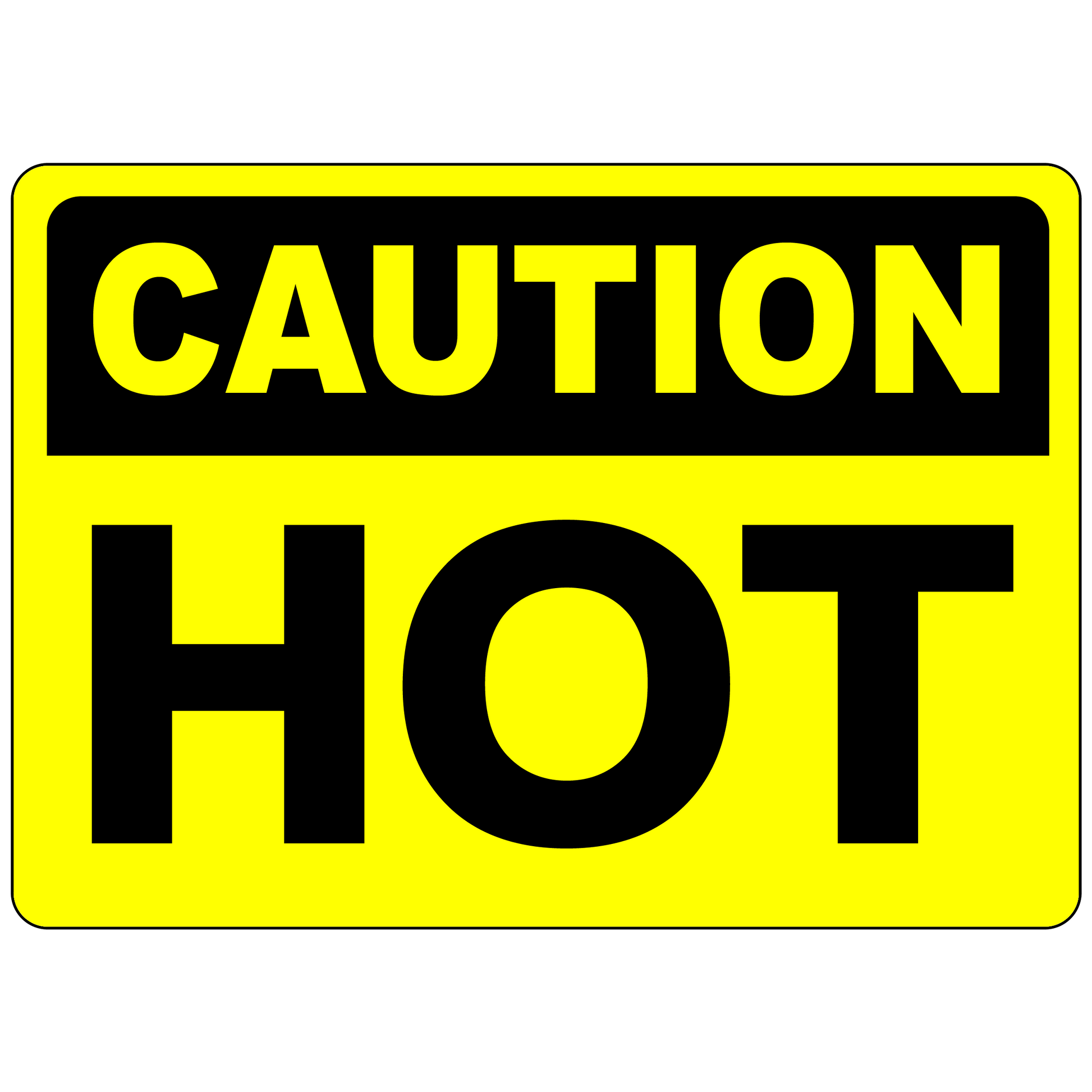 Caution hot hazard warning industrial safety sign