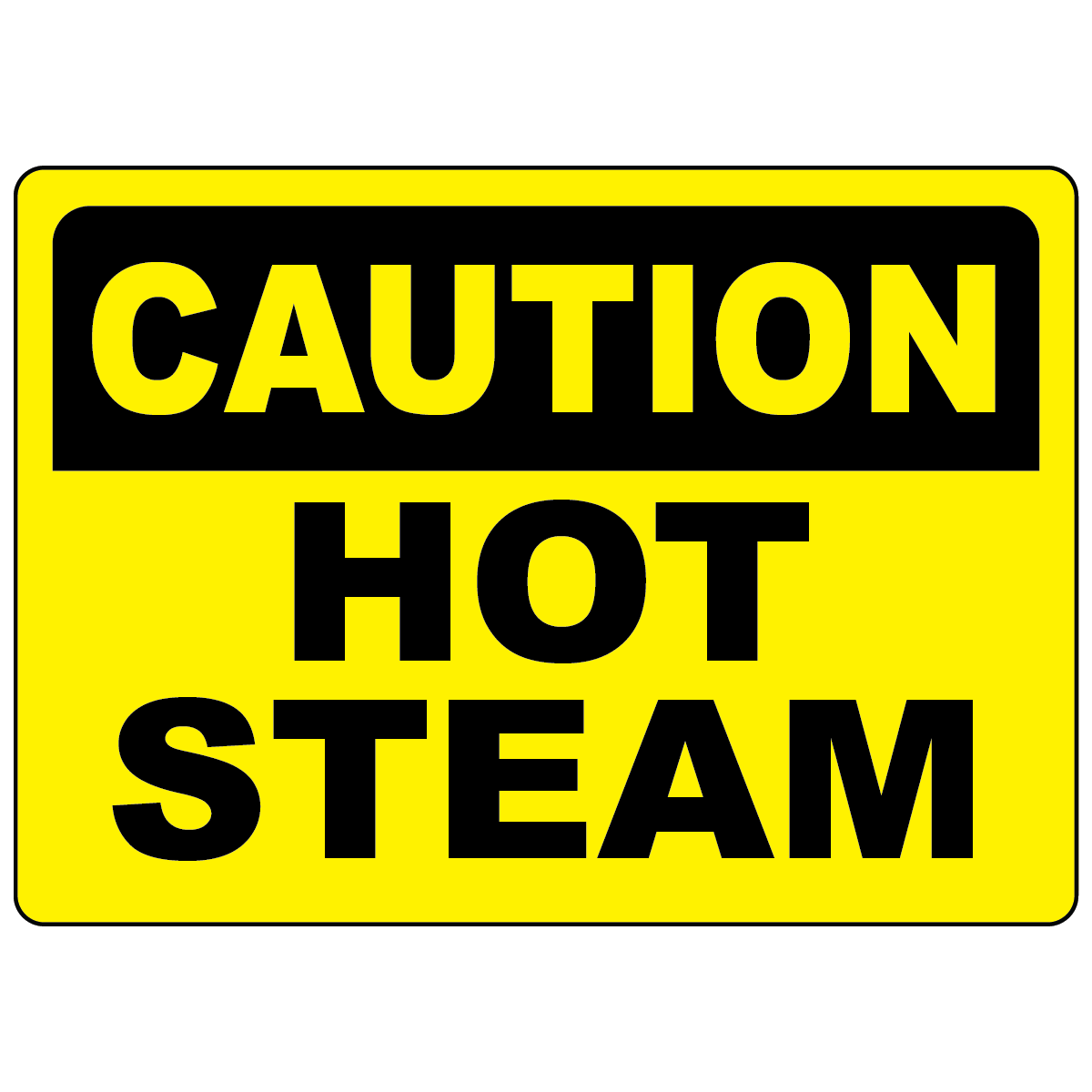 Caution hot steam sign for identifying high-temperature steam pipelines and equipment hazards