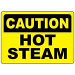 Caution hot steam sign for identifying high-temperature steam pipelines and equipment hazards