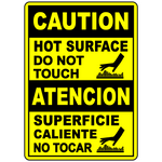 Bilingual caution hot surface label for burn hazard
