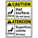 Bilingual caution hot surface label for burn hazard