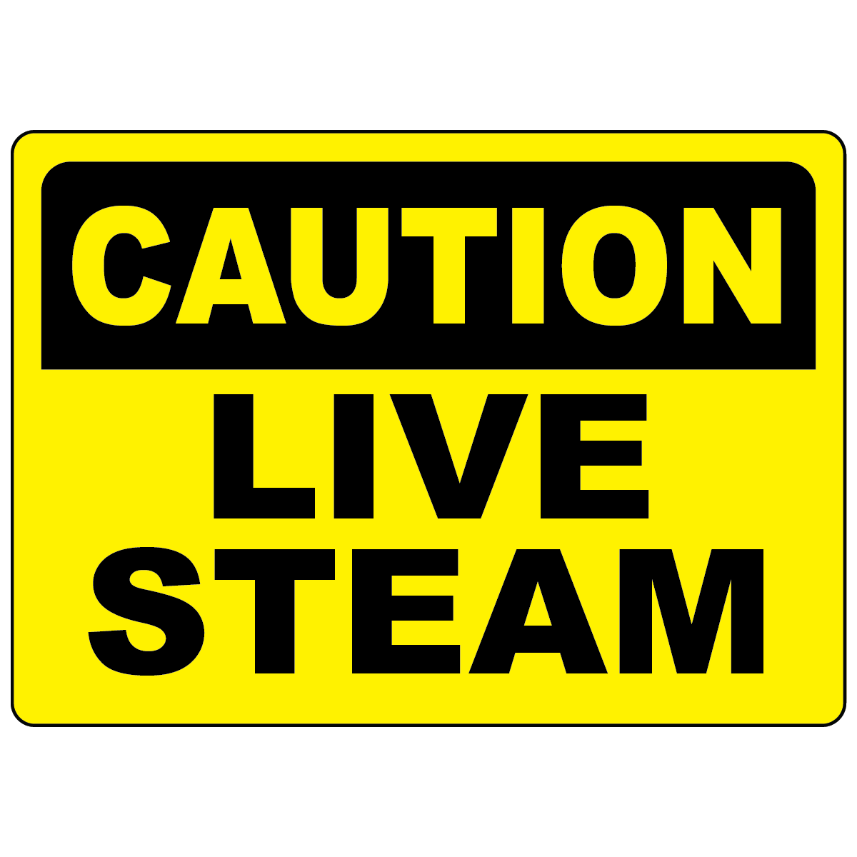 Caution live steam sign for identifying hot steam pipelines and pressurized equipment hazards