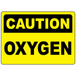 Caution oxygen safety sign for identifying oxygen gas storage and compressed gas handling areas
