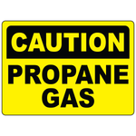 Caution propane gas sign for identifying propane storage and flammable gas handling areas