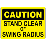 Caution stand clear swing radius label for crane equipment hazards