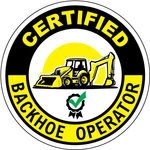 Certified backhoe operator vinyl hard hat safety sticker