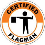 Certified flagman vinyl hard hat safety sticker traffic control