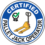 Certified pallet jack operator hard hat safety sticker