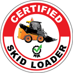 Certified skid loader vinyl hard hat safety sticker