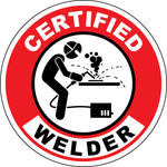 Certified welder vinyl hard hat safety sticker welder symbol