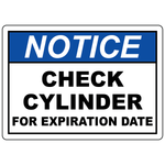 Notice check cylinder for expiration date safety sign