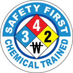 Chemical trained vinyl hard hat safety sticker NFPA symbol
