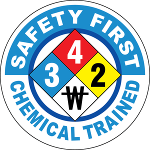 Chemical trained vinyl hard hat safety sticker NFPA symbol